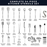 Home Hero 54 Pcs Stainless Steel Kitchen Utensils Set - Nonstick Stainless Steel Cooking Utensils Set - Heat Resistant Kitchen Essentials & Metal Kitchen Gadgets (54 Pcs) Home Hero