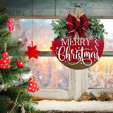 Merry Christmas Door Hanger Sign for Front, Chrismas Welcome Wooden Wreaths Sign with Bow for Winter Farmhouse Garden Porch Decorations (Christmas Door Sign) VQRZG