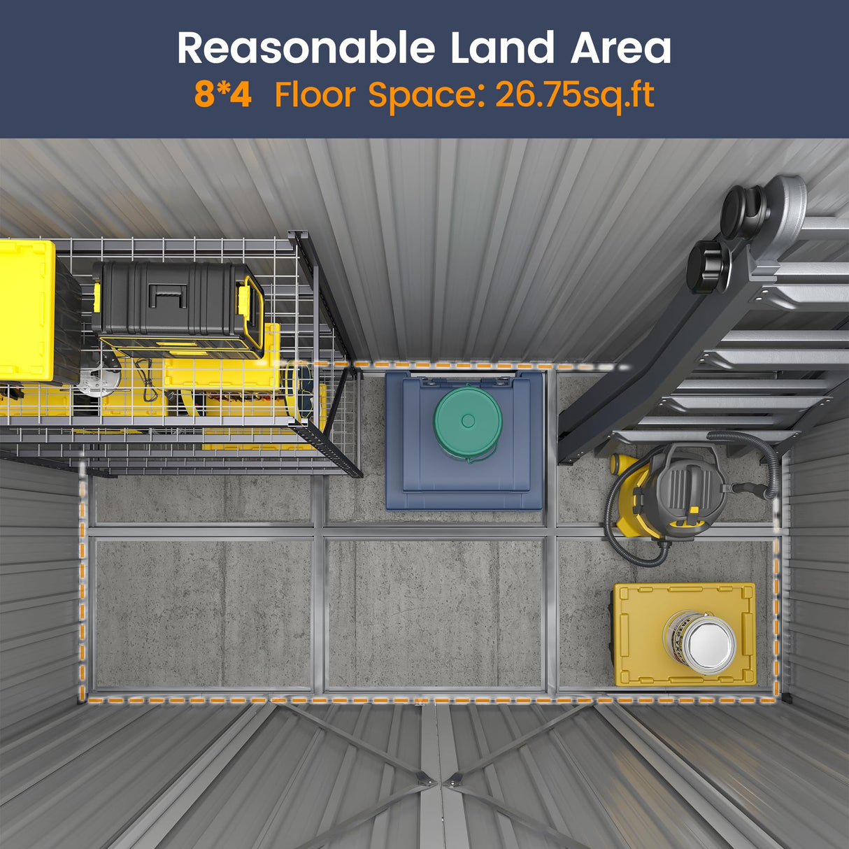 UDPATIO Outdoor Storage Shed 8x4 FT, Outside Sheds & Outdoor Storage Metal Galvanized Steel Yard, Patio, Lawn, Tool Shed with Lockable Door for Can, Bike, Lawnmower, Generator,Brown UDPATIO