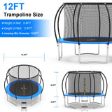 Simple Deluxe Trampoline for Kids with Safety Enclosure Net Wind Stakes 400LBS Weight Capacity 12FT Blue Inside Net Simple Deluxe