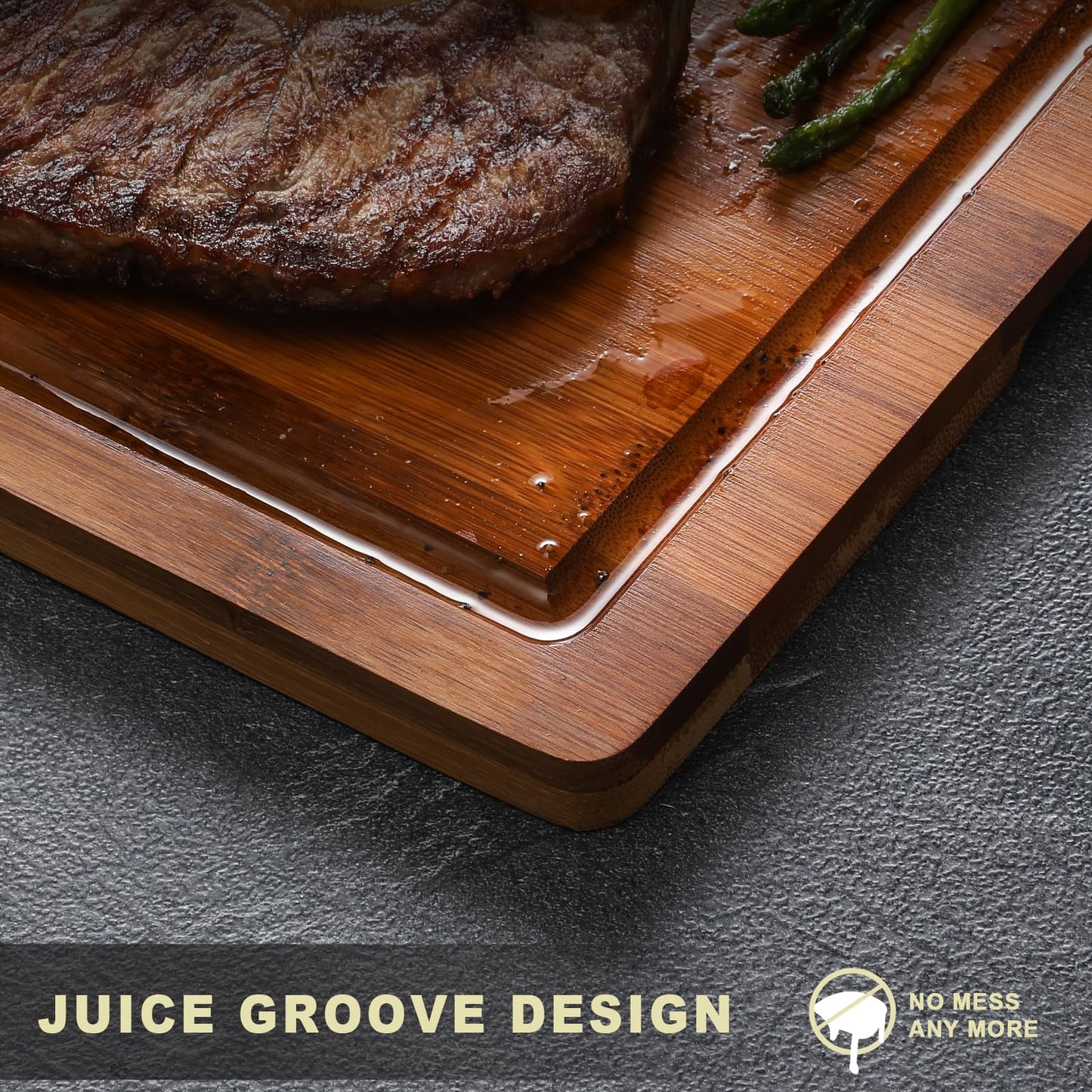 Hiware Wood Cutting Boards for Kitchen, Heavy Duty Bamboo Cutting Board with Juice Groove, Bamboo Chopping Board Set for Meat, Vegetables - 18" x 12"