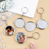 Framendino, 6 Pack Sublimation Blanks Pocket Mirror Heat Transfer Compact Travel Folding Mirrors for Makeup Round Silver Framendino