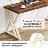 Tribesigns Modern Walnut/White 55" Heavy Duty Computer Desk, Study & Work Desk, 23.6"D x 55.1"W x 29.5"H, Z-Shaped Metal Legs, 330 lbs Capacity Tribesigns