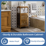 HITNET Bathroom Cabinet, Bamboo Floor Cabinet Free Standing, 4 Tier Sofa Side Storage Cupboard for Living Room Kitchen Bedroom, Walnut HITNET