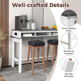 Giantex White and Grey Counter Height Bar Table with Power Outlets and Storage Compartments Giantex