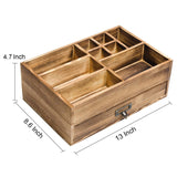 Liry Products Rustic Wooden Organizer Cosmetic Storage Cabinet Makeup Display Box Office Supplies Desktop Vanity Drawers Multiple Compartments Brown Tabletop Caddy Accessary Sorter Brush Holder Home Liry Products