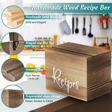 DRASTAR Recipe Card Box, Recipe Holder 4x6, Recipe Organizer with 50 Cards and 6 Dividers, Index Card Box, Wooden Box for Kitchen Countertop, Brown DRASTAR