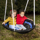XDP Recreation Freedom Fun Metal A-Frame Kids Outdoor Swing Set 7 Child Capacity Backyard Playground Toy Set with Slide, 3 Swing Types, and See-Saw XDP RECREATION