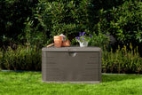Rubbermaid Medium Resin Outdoor Storage Deck Box (73 Gal), Weather Resistant, Brown, Deck Organization for Home/Backyard/Pool Chemicals/Toys/Garden Tools/Porch/Patio Cushions Rubbermaid