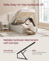 VASAGLE Lift Up Storage Bed Frame Twin Size, Hydraulic Platform Bed, with Upholstered Headboard, 550 lb Weight Capacity, No Box Spring Needed, Easy Assembly, Modern, Cappuccino Beige URMB603W01 VASAGLE