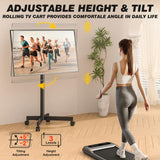 5Rcom Rolling TV Stand, Movable TV Stand with Apple TV/Roku Ultra Mount for 23-60 Inch TVs, Tilt/Height Adjustable Mobile TV Cart with Wheels Holds up to 88 lbs for Home Office, MAX VESA 400x400mm 5Rcom