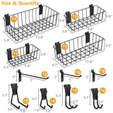 MENEONE Heavy-Duty Slatwall Baskets and Hooks - Slatwall Accessories for Standard Slatwall Panels | Ideal for Organizing Garages and Workshops MENEONE