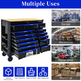 WTRAVEL Heavy Duty Rolling Tool Chest with 12-Drawer Tool Cart Mechanic Tool Box with Wheels Tool Storage Cabinet Mobile Workbench Tool Bench for Garage, Workshop, Warehouse, Repair Shop, Wood Top WTRAVEL