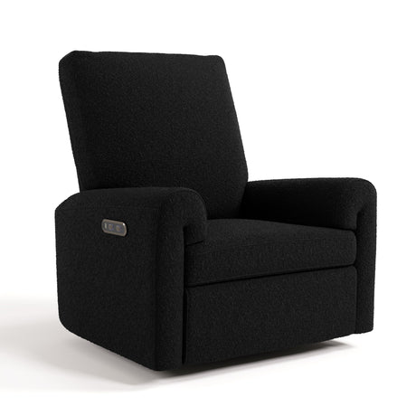 Storkcraft Sorrento Deluxe Power Recliner Swivel Glider (Black Boucle) – Premium Electronic Power Recliner for Nursery, Includes Dual-USB Charging Port with USB-A & USB-C, Nursery Glider Rocking Chair Storkcraft