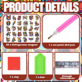 Remuuly 30 Pcs Diamond Painting Magnets Summer Diamond Art Magnet Kits for Adults Spring Flower Animal Cupcake 5D Rhinestones Refrigerator Magnetic Stickers for Fridge DIY Crafts Gifts(Animal) Remuuly