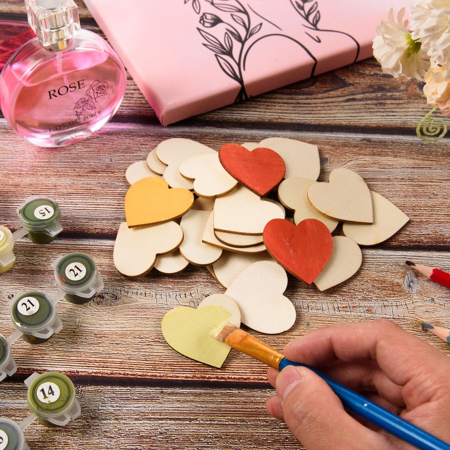 AWIZOM 120 Pcs 1.5 Inch Small Wooden Hearts for Crafts Unfinished Wood Hearts Cutouts Blank Wood Hearts Slices Embellishments for DIY Crafts, Guest Book, Valentine's Day, Wedding, Mother's Da - WoodArtSupply