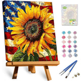 TOCARE Framed Paint by Numbers Kit for Adults Sunflowers, 12x16Inch American Sunflowers Paint by Numbers with Frame, Flower Paint by Number Framed Canvas (Without Easel) TOCARE