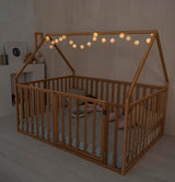 BUSYWOOD Floor Bed Frame for Kids - Montessori Floor Bed with Rails - Floor Bed for Boy - Girl Bed - Kid Bed Frame - Floor Bed Frame Toddler (Model 21) BUSY WOOD