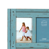 Prinz Homestead Blue Three-Picture Frame, 4 x 6 Distressed Wood Collage Frame, Wooden Rustic Decor, Two-Way Easel, Can Be Wall-Mounted, 15.5 x 0.75 x 9.1 Inches Prinz