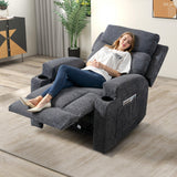 IOMOR Fabric Manual Recliner Chair for Adults, Comfy Reclining Chairs with Overstuffed Arm and Back, Single Sofa for Living Room (1, Dark Grey) IOMOR