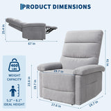 Garvee Recliner Chair for Adults, Manual Fabric Recliner with Side Pocket, Adjustable Single Sofa with Ergonomic Back Support, for Living Room, Nursery, Bedroom, Grey Garvee