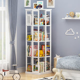 Besiost 360° Rotating Corner Bookshelf – Compact White 4-Tier Storage Rack for Small Spaces Besiost