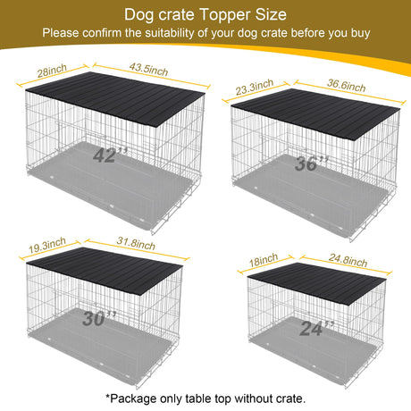 Petmystify Dog Crate Topper with Magnets for 42 Inch Crate - Aluminum Foldable Dog Kennel Topper Decorative Storage Pet Crate Table Black (Only Topper) Petmystify