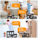 2 Step Wooden Step Stools for Adults Kids, Heavy Duty Stepping Stools Wooden Bed Step Stools for High Beds, Non-Slip 2 Bedside Foot Stool with 500 Lbs Capacity, Kitchen, Bed, RVS Step, Rustic Brown FYGUES