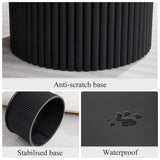 Fluted Round Nesting Coffee Table Set of 2, Mid Century Modern Wood Coffee Table and End Table Set, Minimalist Center Tables Circle Side Table for Living Room, Office(Black RUSTYER