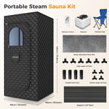 Lajou Portable Sauna Box for Home Steam Sauna Indoor Foldable Sauna Tent Personal Full Body Spa with 3L 110V 1200W Steamer, Remote Control, Folding Chair, 9 Levels, Black, 35.4"x35.4"x70.9" Lajou