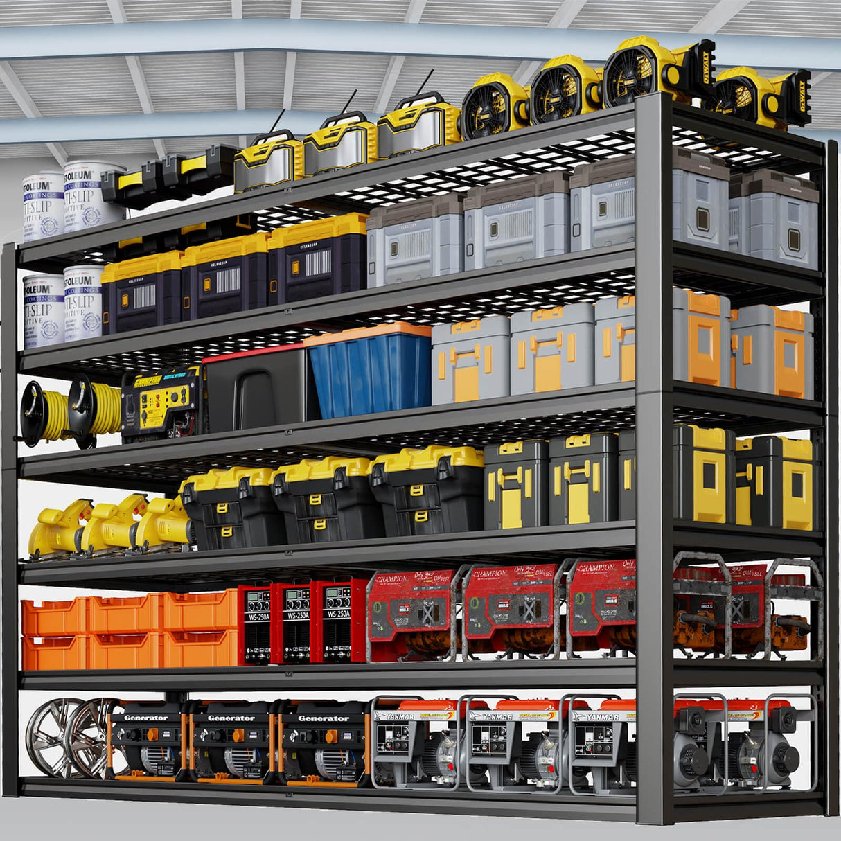 PMKES 67" W Garage Shelving Heavy Duty, Adjustable 6 Tier Metal Shelves, Commercial Metal Shelf Rack, Industrial Shelving PMKES