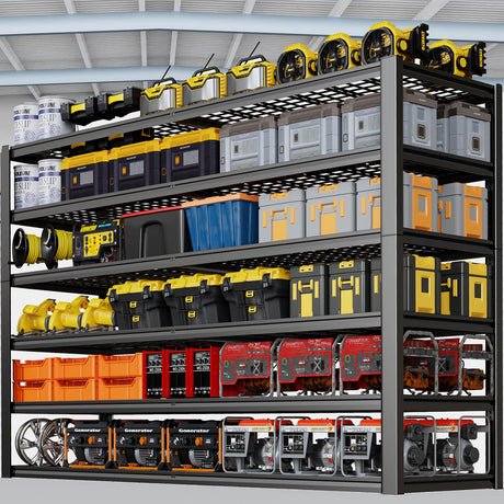 PMKES 67" W Garage Shelving Heavy Duty, Adjustable 6 Tier Metal Shelves, Commercial Metal Shelf Rack, Industrial Shelving PMKES