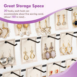 Poyilooo Jewelry Display for Vendors Selling, Wood Earring Bracelet Keychain Display for Vendors with Adversitsing Board 30 Hooks, Large Capacity Jewelry Holder Display Stands Rack for Earring Card Poyilooo