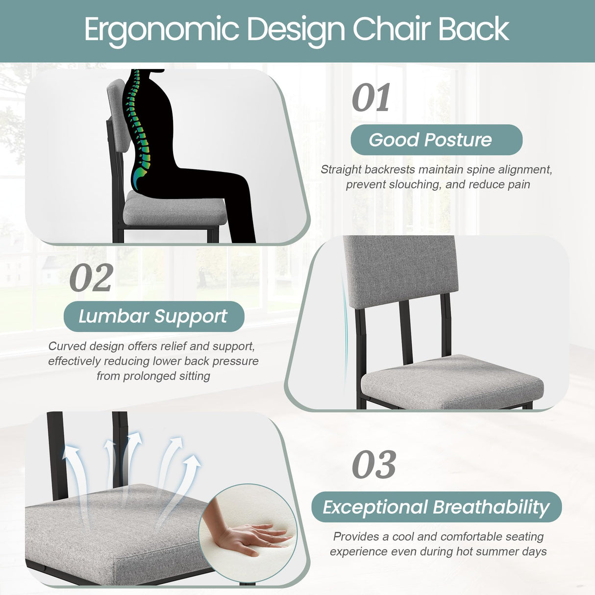 HUGROVE 5-Piece Dining Table Set, 47.27'' Faux Marble Rectangular Table with 4 Linen Upholstered Dining Chairs, Modern Kitchen & Dining Room Furniture for Apartment (Silver) HUGROVE