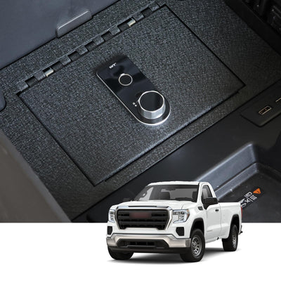 Center Console Safe Gun Safe, WASAI Premium In-vehicle Console Gun Vault Lock box Compatible with 2023-2025 Chevy Silverado 1500/GMC Sierra 1500, Fingerprint Lock with Backup Key.