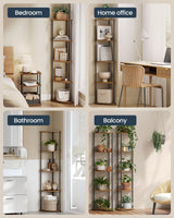 SONGMICS HOME Superfast Toolless Assembly, Corner Shelf, 5-Tier Corner Standing Shelf, Corner Shelf Stand, Living Room, Bedroom, Kitchen, 15 x 10.6 x 54.7 Inches, Rustic Brown ULBC610K01 SONGMICS HOME