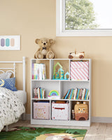 VASAGLE Bookcase, Bookshelf, Freestanding Storage Unit, 8 Open Compartments, Used Horizontally, Vertically, Upside Down, 11 x 35.4 x 39.4 Inches, for Living Room, Study, Office, White ULBC55WT VASAGLE