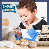 EDUMAN Geodes with Crystals Break Open 10 Premium Geode Kit - Geology Geodes Crystal Science Kit - STEM Educational Toys Birthday Gifts for Boys and Girls (Potential for Coloured Geodes Crystals) EDUMAN
