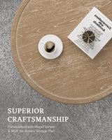 VONLUCE Farmhouse Coffee Table,30'' Round French Country Coffee Table,Distressed Wood Tray Top Vintage Coffee Table with Storage Shelf for Living Room Dining Room Bedroom,Small Space,Beige VONLUCE