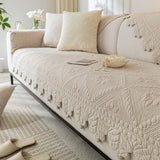 XSlive Cotton Quilted Dog Couch Cover for Sofa Farmhouse Rustic Embroidery Sectional Couch Cover Soft Anti-Slip Sofa Slipcover Furniture Protector for Kids, Pets (Khaki,28"x59") XSlive