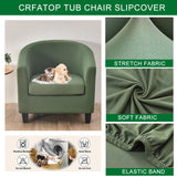 CRFATOP 2 Piece Club Chair Slipcover Stretch Barrel Chair Covers Solid Tub Chair Slipcovers Soft Armchair Covers Removable Furniture Protector Arm Chair Cover for Living Room,Green CRFATOP