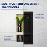 BWE Black Shower Niche Insert Tile Ready 16" X 32" Rectangle for Shower Wall Prefabricated Waterproof Double Shelves Recessed Niche for Shower Bathroom Storage BWE
