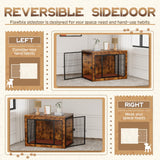 Dog Crate Furniture with Cushion, Indoor Dog Kennel with Double Doors, Side End Table Dog Cage, Pet House for Small/Medium/Large Dog, Easy Assemble (Rustic Brown, L(38.8’’x 25.7’’x27’’)) GUNJI