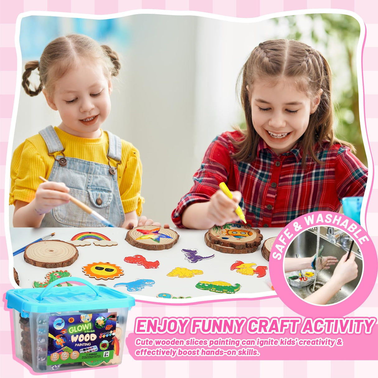 MAPVOLUT Wooden Painting Crafts Kit - Glow-in-The-Dark, Christmas Art & Craft Supplies for Kids Boy Girl Ages 8+ Christmas Birthday Party Gifts for Kids Boys Girls 8+ Years Old MAPVOLUT