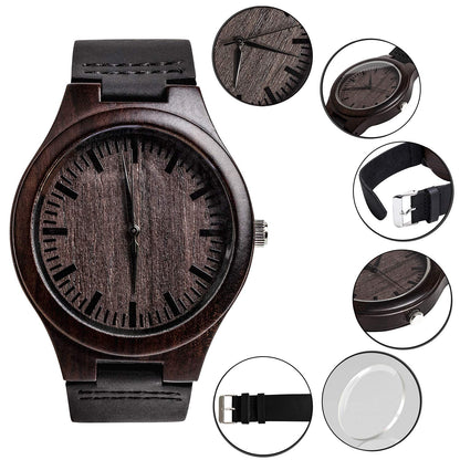 KOSTING Set Groomsmen Gift - Groomsman Gifts for Wedding, Wedding Favor Customized Wood Watch w Gift Box - Engraved Black Leather Strap Wooden Watch Custom Personalized Groomsmen Gifts for Me - WoodArtSupply