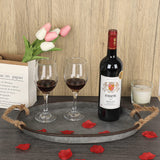 Hipiwe Galvanized Metal Iron Oval Tray with Rope Handle Farmhouse Serving Tray Rustic Industrial Decorative Centerpiece for Coffee Table Weddings and Parties Decor, Large Hipiwe