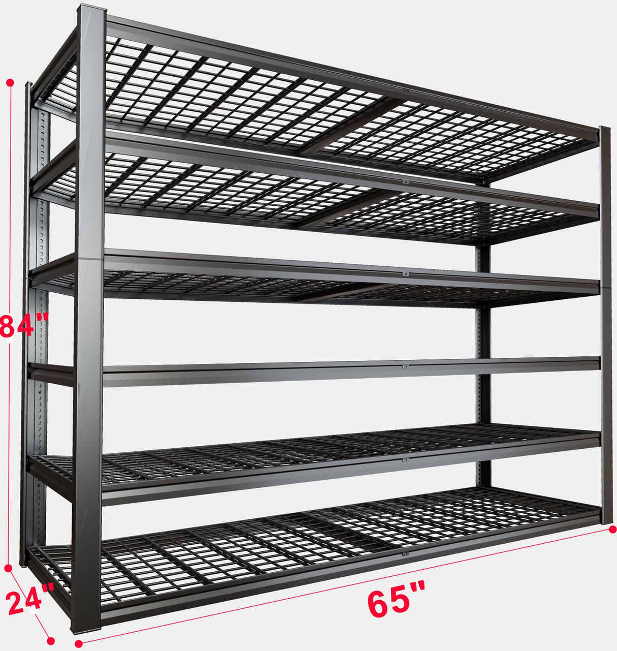 PMKES 65" W Garage Shelving Heavy Duty, 6 Tier Garage Shelves, Adjustable Storage Shelving Unit, Commercial Metal Shelf Rack for Warehouse, Pantry, School, Shop PMKES