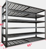 PMKES 65" W Garage Shelving Heavy Duty, 6 Tier Garage Shelves, Adjustable Storage Shelving Unit, Commercial Metal Shelf Rack for Warehouse, Pantry, School, Shop PMKES