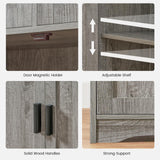 Iwell Bathroom Cabinet with 2 Drawers & 2 Adjustable Shelves, Storage Cabinet with Doors, Cupboard, Floor Cabinet for Living Room, Home Office, Grey Iwell