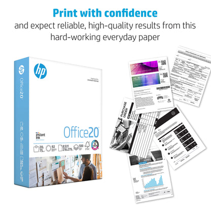 HP Papers | 8.5x11 Paper |Office 20 lb | 1 Ream - 500 Sheets | 92 Bright | Made in USA - FSC Certified | 112150R